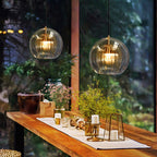 June Glass Globe Pendant Light Clear & Amber
