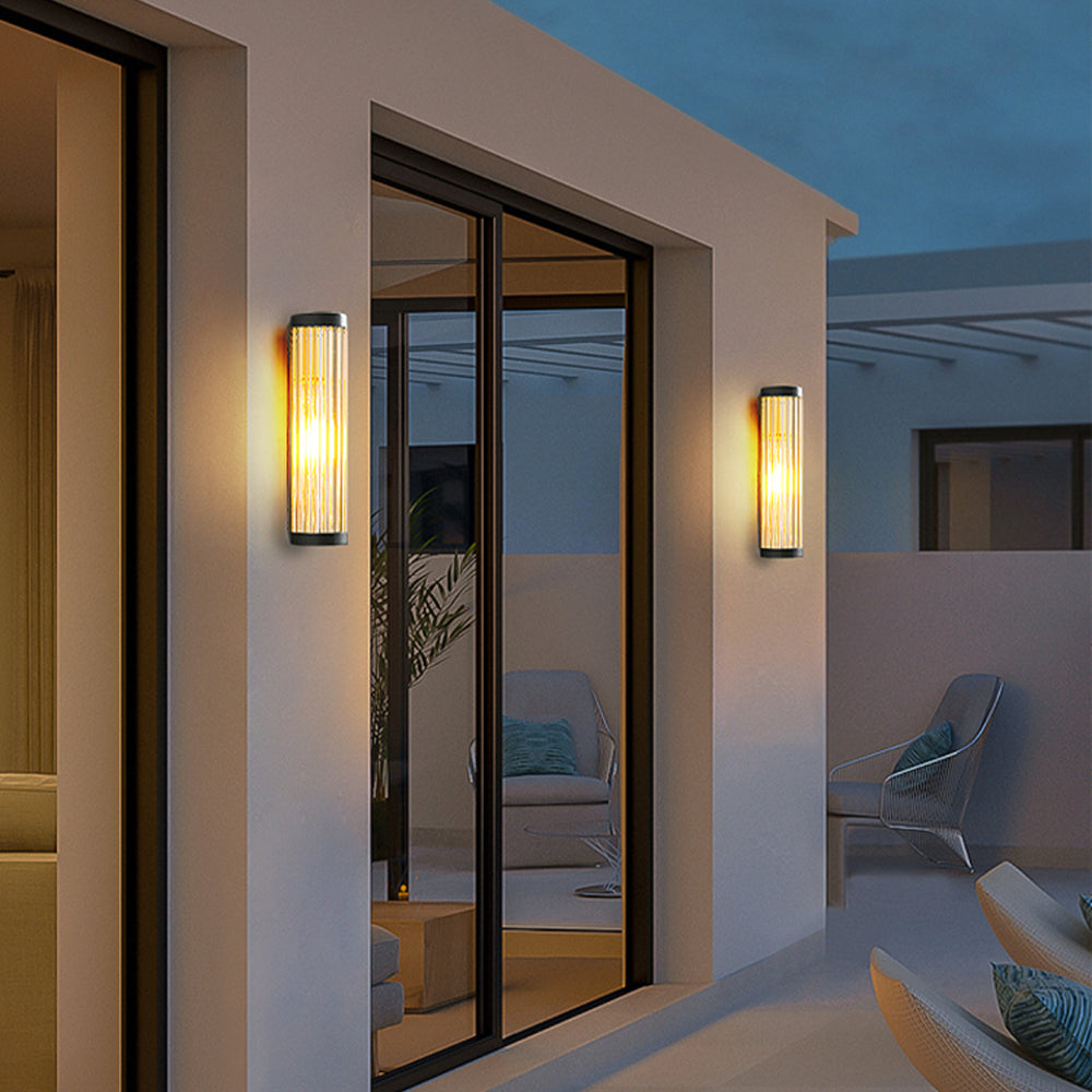 Yoru Semi-Cylindrical Wall Sconce. Metal/Glass. Outdoor