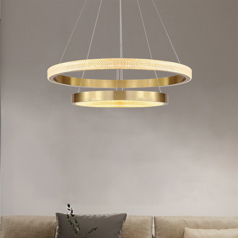 Kristy Modern Ring Metal/Acrylic LED Pendant Light, Black/Gold