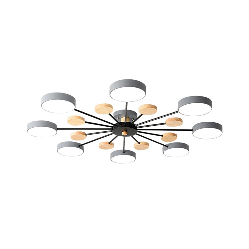Branching Semi Flush Mount Light Simple Acrylic Bedroom Wood Close to Ceiling Lamp