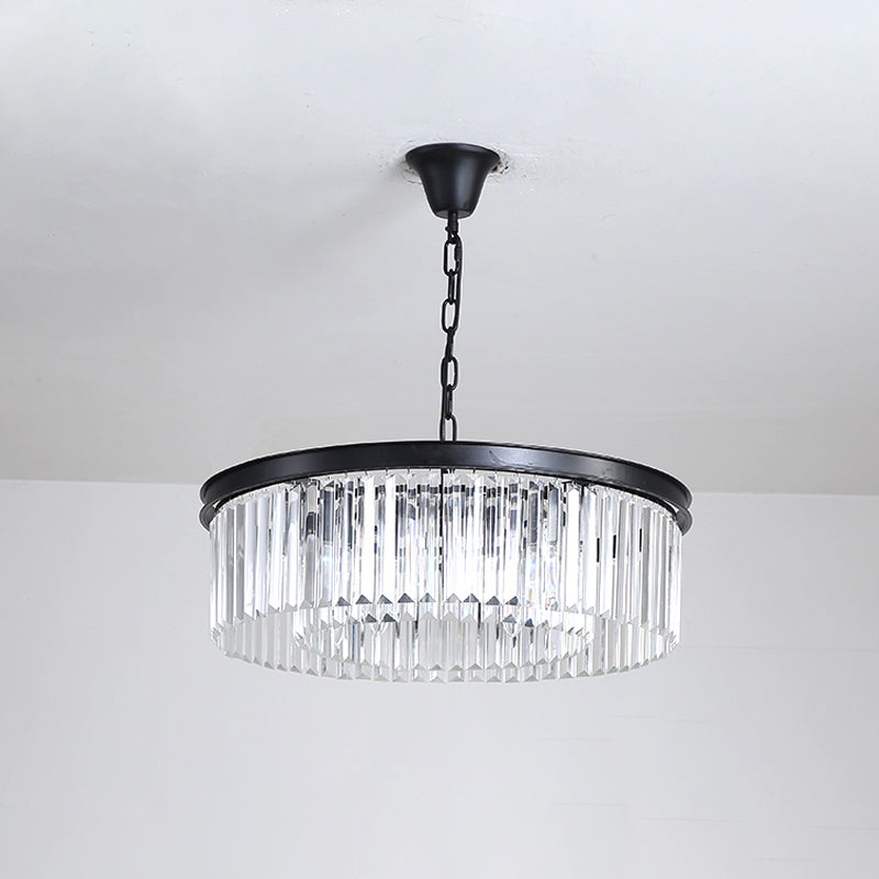 Black/Gold Round Pendant Light Fixture Minimalism Crystal 4/12/16 Bulbs Restaurant Ceiling Chandelier