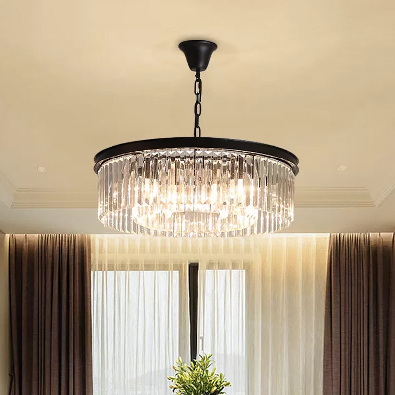 Black/Gold Round Pendant Light Fixture Minimalism Crystal 4/12/16 Bulbs Restaurant Ceiling Chandelier