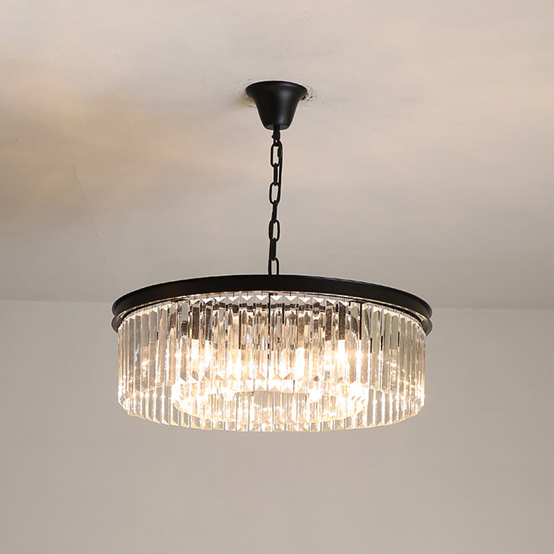 Black/Gold Round Pendant Light Fixture Minimalism Crystal 4/12/16 Bulbs Restaurant Ceiling Chandelier