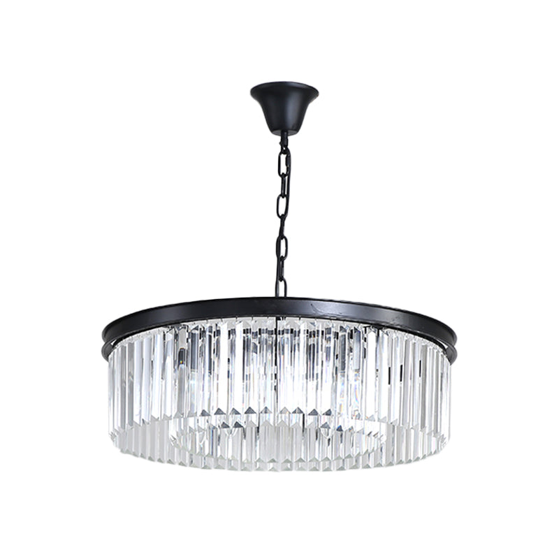 Black/Gold Round Pendant Light Fixture Minimalism Crystal 4/12/16 Bulbs Restaurant Ceiling Chandelier