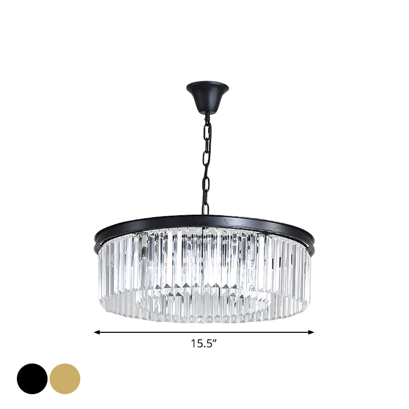 Black/Gold Round Pendant Light Fixture Minimalism Crystal 4/12/16 Bulbs Restaurant Ceiling Chandelier