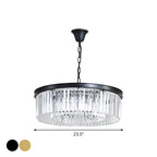 Black/Gold Round Pendant Light Fixture Minimalism Crystal 4/12/16 Bulbs Restaurant Ceiling Chandelier