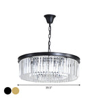 Black/Gold Round Pendant Light Fixture Minimalism Crystal 4/12/16 Bulbs Restaurant Ceiling Chandelier