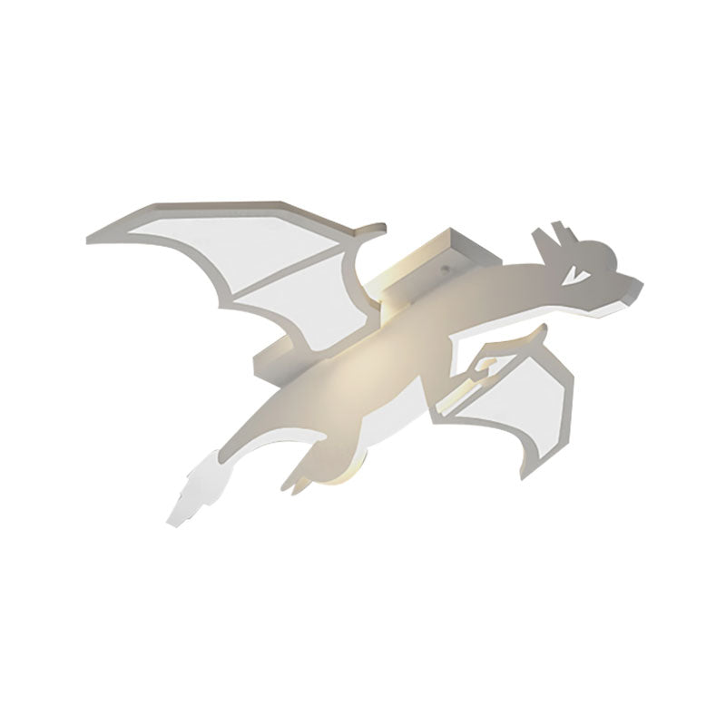 Boys Bedroom Charizard Ceiling Mount Light Acrylic Cartoon LED Ceiling Fixture in White