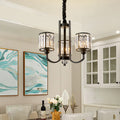 Black Cylinder Pendant Lighting Fixture Classic Faceted Crystal Living Room Chandelier Lamp