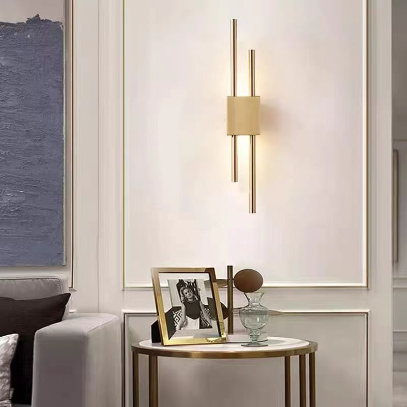 Drena Modern Linear Wall Sconce Marble. White/Green/Gold. Living Room