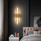 Drena Modern Linear Wall Sconce Marble. White/Green/Gold. Living Room