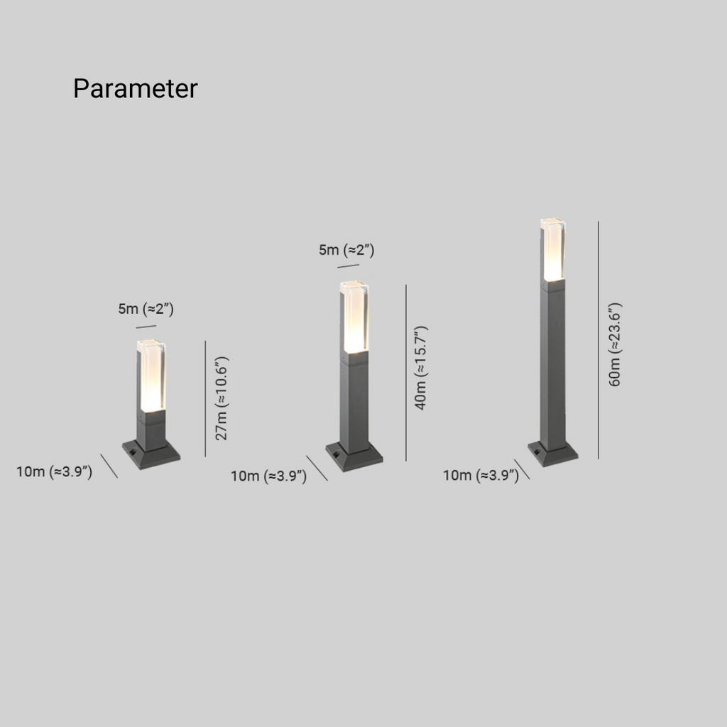 Ray Modern Rectangular Column Solar Outdoor Path Light, Black