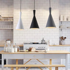 Simple 3 Bulbs Multi Ceiling Light Black Funnel Pendant Lamp with Metal Shade for Dining Room