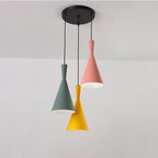 Simple 3 Bulbs Multi Ceiling Light Black Funnel Pendant Lamp with Metal Shade for Dining Room