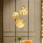 Ball Pendant Light Kit Minimal LED Glass Down Lighting with Inside Glowing String