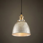 Antique Style Dome Pendant Lamp 1 Light Wrought Iron Hanging Light Fixture with Cord in Black/Rust