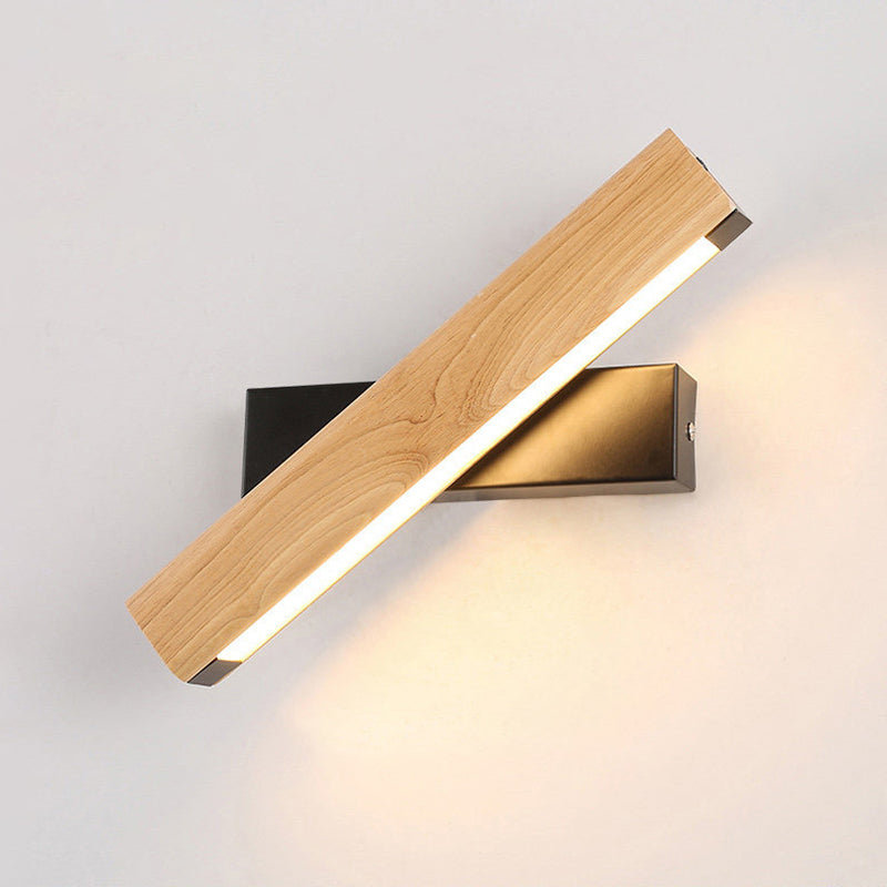 Linear Reading Wall Light Modern Wooden Rotatable LED Bedroom Sconce Lighting Fixture