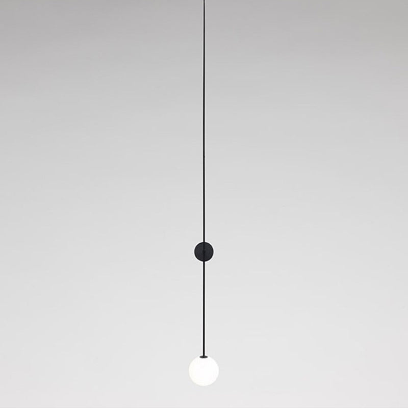 Orb Corridor Wall Light Fixture Milky Glass 1-Light Simple Wall Lamp Sconce with Pencil Arm