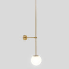 Orb Corridor Wall Light Fixture Milky Glass 1-Light Simple Wall Lamp Sconce with Pencil Arm