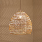Rattan Cloche Pendant Ceiling Light Asian Single-Bulb Suspension Lighting over Dining Table