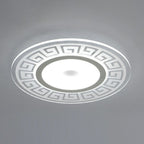 Acrylic Rounded Shape LED Flush Light Artistic White Ceiling Light Flush Mount with Greek Key Decor for Bedroom