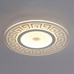 Acrylic Rounded Shape LED Flush Light Artistic White Ceiling Light Flush Mount with Greek Key Decor for Bedroom