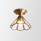 Single-Bulb Flush Mount Lighting Minimalism Scalloped Metal Semi Flush Mount in Brass