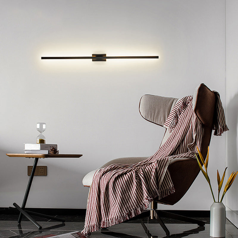 Linear Shaped Metal LED Wall Lighting Contemporary Black Sconce Light Fixture for Corridor