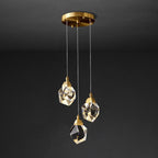 Crystal Gemstone Shaped LED Suspension Light Artistic Brass Pendant Light Fixture for Dining Room