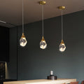 Crystal Gemstone Shaped LED Suspension Light Artistic Brass Pendant Light Fixture for Dining Room