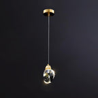 Crystal Gemstone Shaped LED Suspension Light Artistic Brass Pendant Light Fixture for Dining Room