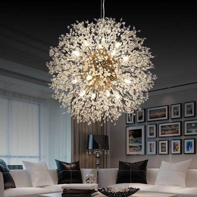 Crystal Orb Dandelion Ceiling Lighting Modern Chandelier Light Fixture for Living Room