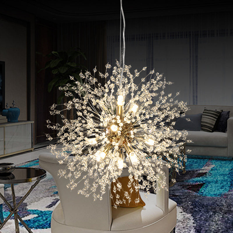 Crystal Orb Dandelion Ceiling Lighting Modern Chandelier Light Fixture for Living Room