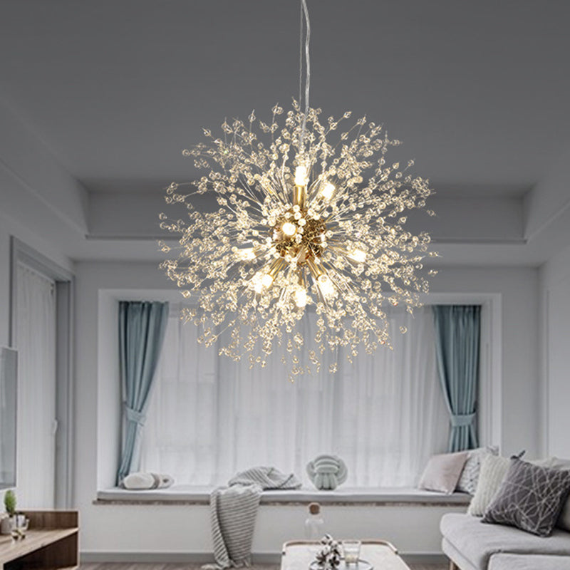 Crystal Orb Dandelion Ceiling Lighting Modern Chandelier Light Fixture for Living Room