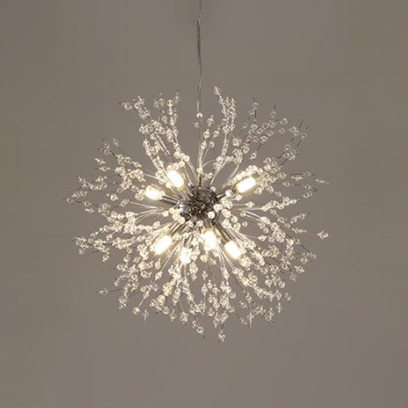 Crystal Orb Dandelion Ceiling Lighting Modern Chandelier Light Fixture for Living Room