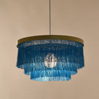 Fringe Gold Ceiling Light Layered 1-Light Minimalism Hanging Lamp for Living Room