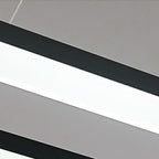 Black Rectangle Chandelier Light Modernism Acrylic LED Pendant Light Fixture in White/Warm/Natural Light