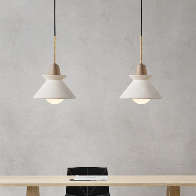 Bowl Shade Ceiling Light Simplicity Cement Single Dining Room Hanging Pendant Light in White