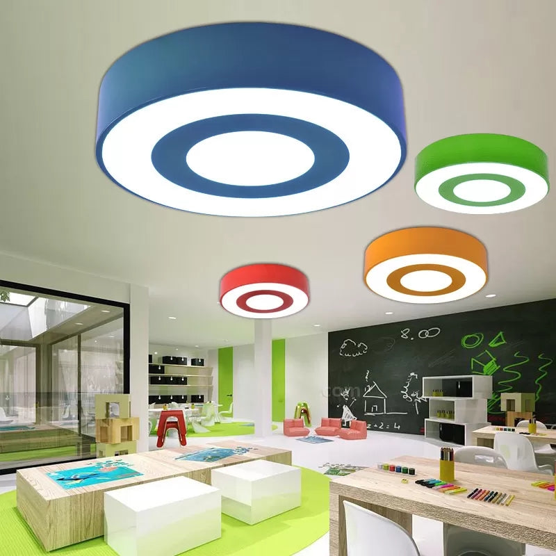 Kids Concentric Circle Flush Mount Light Acrylic Bright-Colored Ceiling Light for Kindergarten