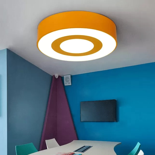 Kids Concentric Circle Flush Mount Light Acrylic Bright-Colored Ceiling Light for Kindergarten