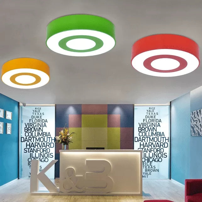 Kids Concentric Circle Flush Mount Light Acrylic Bright-Colored Ceiling Light for Kindergarten