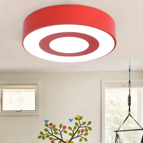 Kids Concentric Circle Flush Mount Light Acrylic Bright-Colored Ceiling Light for Kindergarten