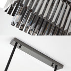 Rectangle Smoke Gray Crystal Block Island Lamp Modern 10 Lights Black Hanging Chandelier, 31.5"/39" Wide