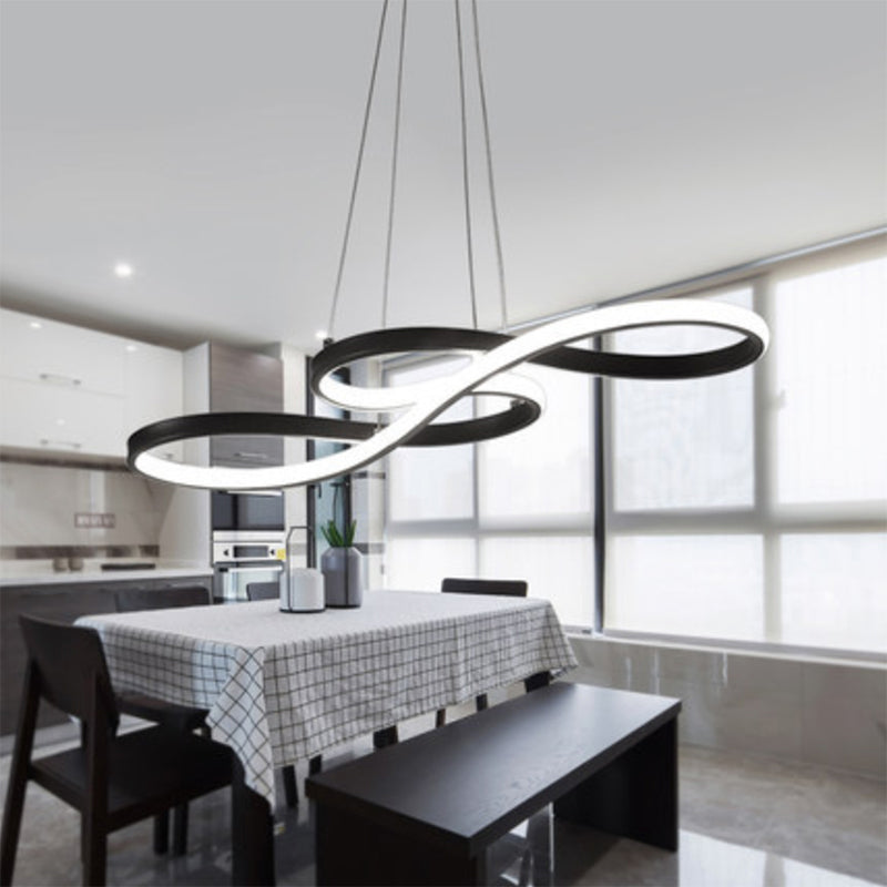 Metal Music Note Chandelier Lighting Minimalist LED Pendant Light for Dining Room