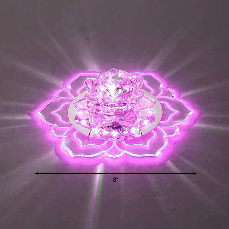 Clear Blossom LED Flush Mount Modern Crystal Flushmount Ceiling Light for Hallway