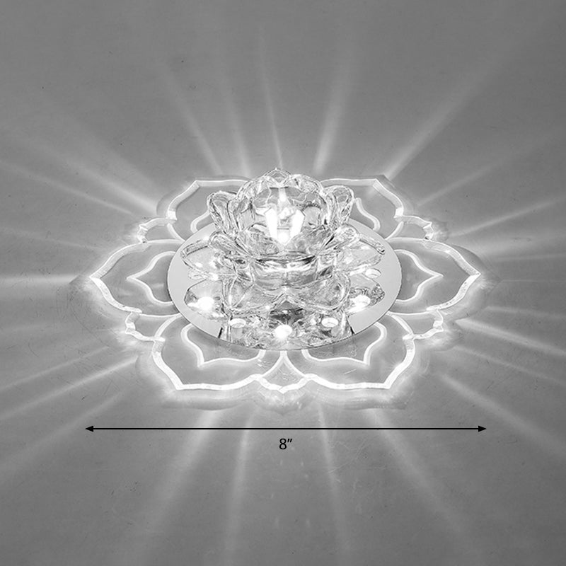 Clear Blossom LED Flush Mount Modern Crystal Flushmount Ceiling Light for Hallway
