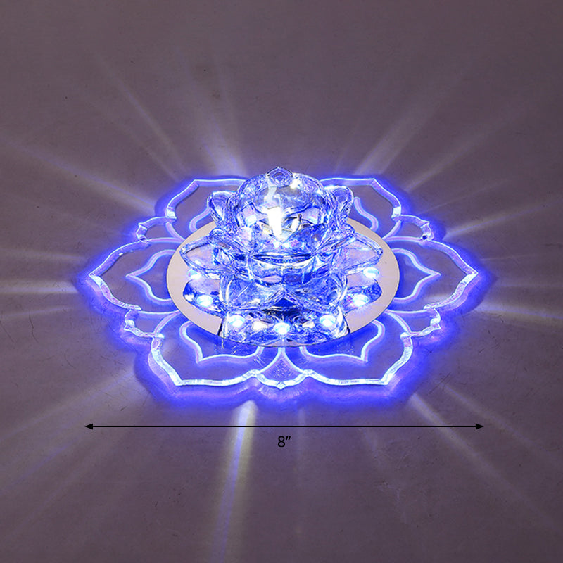 Clear Blossom LED Flush Mount Modern Crystal Flushmount Ceiling Light for Hallway