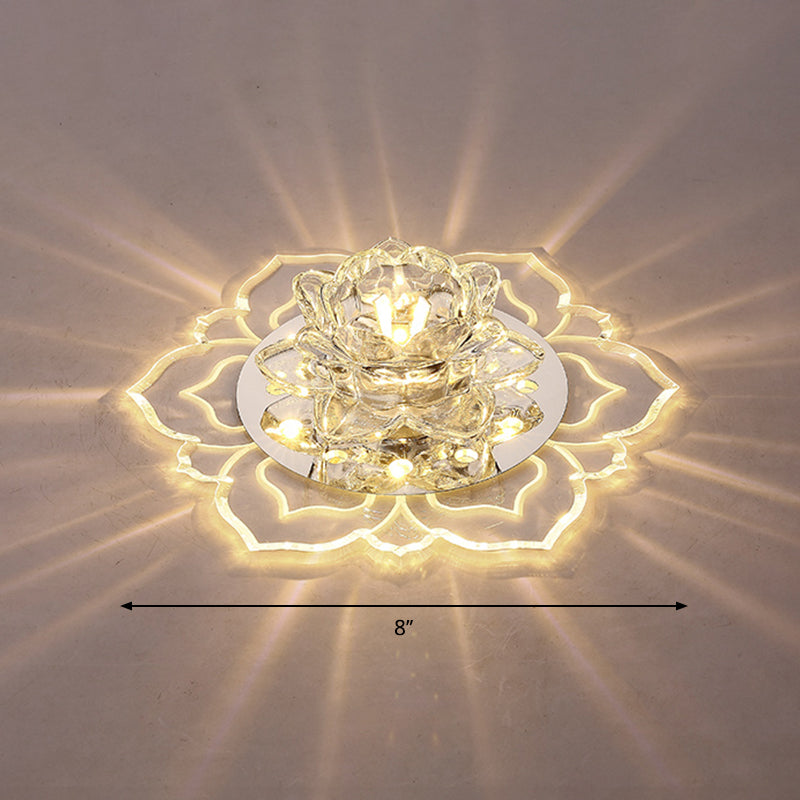 Clear Blossom LED Flush Mount Modern Crystal Flushmount Ceiling Light for Hallway