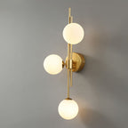 Designer Ball Wall Light Sconce Glass 3-Head Bedroom Wall Mounted Lighting in Brass