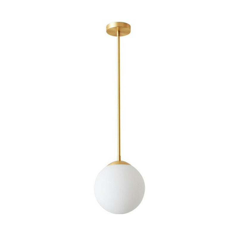 Globe Kitchen Pendant Lighting Cream Glass 1-Light Simplicity Hanging Light in Gold